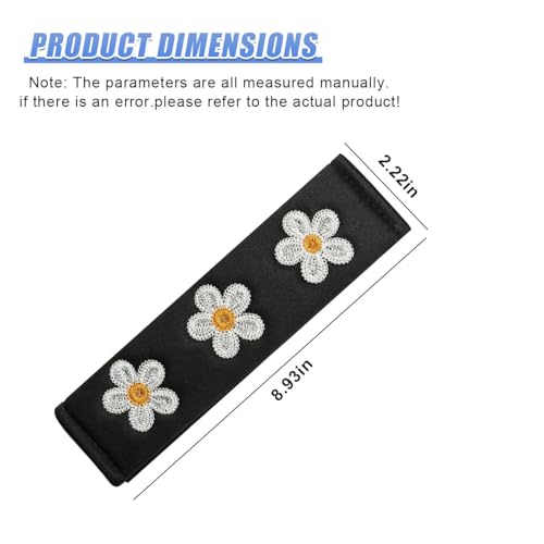Image of 2PCS Daisy Flower Car Seat Belt Cover Pads, Protect Neck, White | Soft Breathable Auto Seat Shoulder Strap Pad, Comfortable Seatbelt Cushion, Vehicle Interior Decoration for Cars, Trucks