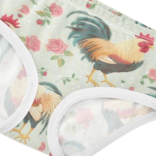 Wusikd Roosters Girls' Underwear Cotton Roses Vintage Girls Briefs Soft Toddler Underwear 2T4
