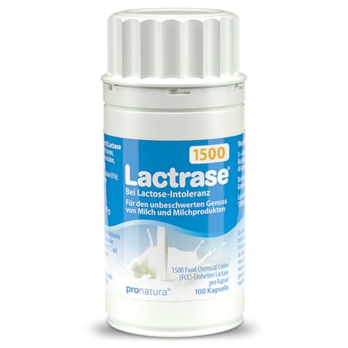pro natura Lactrase 1500 – 100 Lactase Kapseln bei Lactose-Intoleranz, für den unbeschwerten Genuss von Milch und Milchprodukten