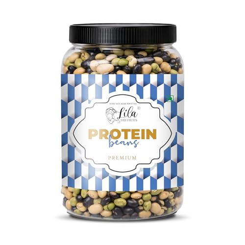 Image of LILA DRY FRUITS Protein Beans Mix 100 gms Black Beans, Soya Beans & Edamame Bean | Plant Protien Rich Bean Combo for Healthy Snacking & Daily Nutrition Perfect for Gifting