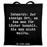 Mr. & Mrs. Panda Beutel Spruch Zahnarzt Lochgebühr - Geschenk, Zahnarztbesuche, Berufe, lustige Sprüche, Beruf, Schultasche, Dentisten, Shopping Tasche, Tüte, personalisierte Geschenke, mit Herz