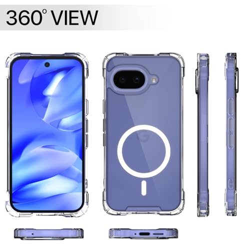 Image of Pikkme Back Cover for Google Pixel 9A Mag-Safe Shockproof PC + TPU | Protective Case Magnetic Support | Bumper Case (Transparent Mag-Safe)