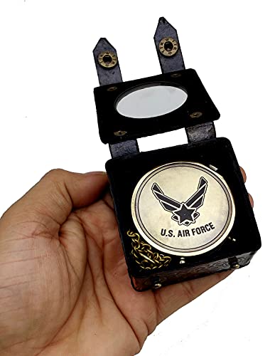 Brújula Militar de Latón Grabada US Air Force con Estuche de Cuero miniatura 6