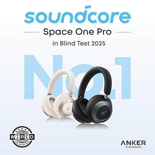 soundcore Space One Pro by Anker, Adaptive Active Noise Cancelling Headphones, Super Foldable Design, 60H Lossless Audio, Ultra-Fast Charging, Hi-Res Wireless Audio with LDAC, Comfortable Fit - Image 3