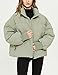 Yimoon Women's Winter Cropped Puffer Jacket Crop Warm Quilted Jacket Short Padded Outerwear Coats(Green-XL)