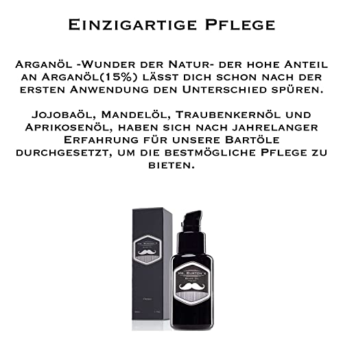 Foto von Bartpflege für Männer - Mr. Burton´s Beard Oil - FRESH - 50 ml Bartöl Männer für die Bartpflege -100% natürliche Inhaltsstoffe - Premium Qualität - Made in Germany