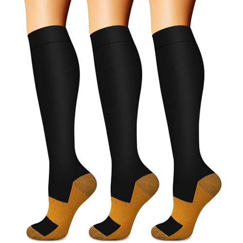 Image of Copper Compression Socks Women & Men Circulation(6 pairs) - Best for Running, Nursing, Hiking, Recovery & Flight Socks