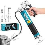 Seesii 8000PSI Grease Gun Kit: Heavy Duty Pistol Grip Grease Gun with 14oz Capacity, Quick-Release Coupler, 90° Adapter, Flexible Hose, Rigid Pipe for Automotive, Agricultural, Industrial, Marine