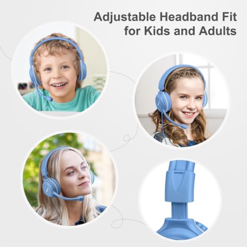 Image of SIMOLIO-USB-C-Headphones Wired-Kids for-School w /Swivel HD Boom-Microphone