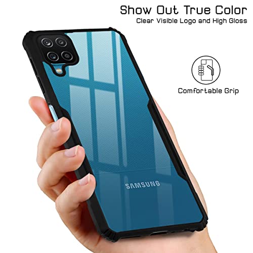 Image of Jkobi Hard PC Crystal Bumper Shockproof Back Cover Case for Samsung Galaxy M12 | F12 with Camera Protection (Matte Black)