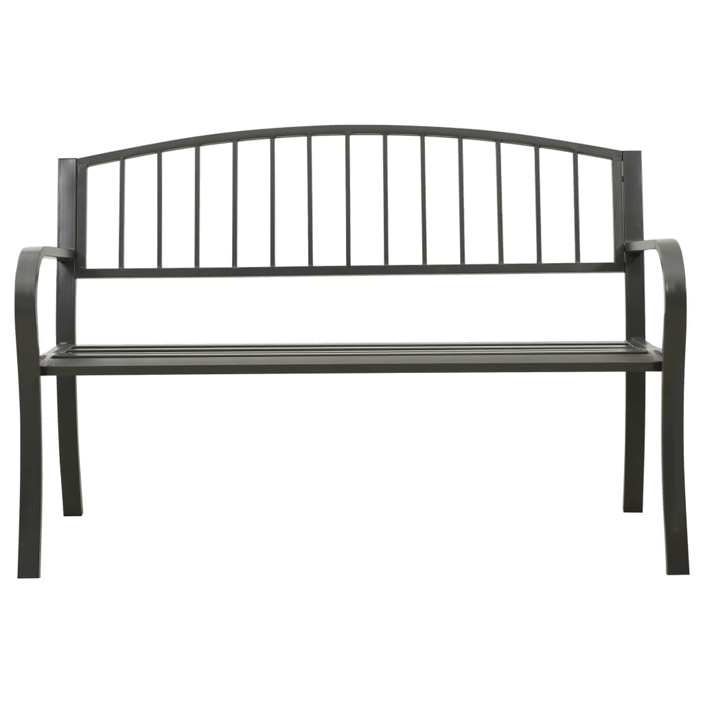 Banc de jardin gris en acier revêtu de poudre de 120 cm avec cadre robuste