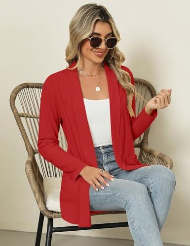 Image of Micoson Long Sleeve Lightweight Thin 2025 Summer Cardigan for Women Casual Loose Fit Kimono Cover Up with Pockets