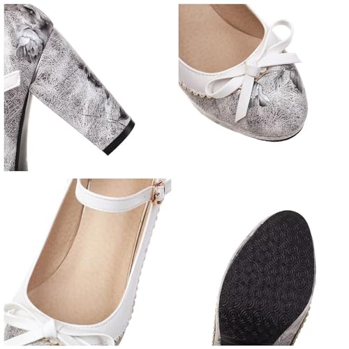Image of FOREADA Lolita Bow Platform High Heel Women Rockabilly Mary Jane Dress Pump | Boasts soft kawaii retro vintage lolita tea party aesthetic, with block heel ,bow, round toe versatile style for dress wear