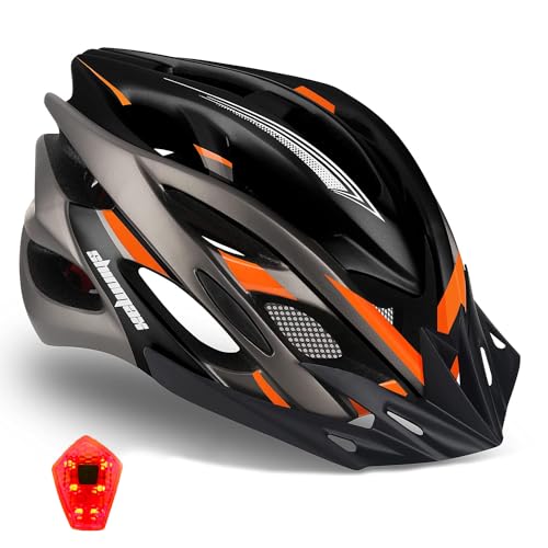 Shinmax Fahrradhelm Herren Fahrradhelm Damen Fahrradhelm mit Visier Abnehmbarer Fahrradhelm mit Licht MTB Fahrrad Helm Erwachsenen Unisex Mountainbike Helm Radhelm Rennradhelm 57-62cm