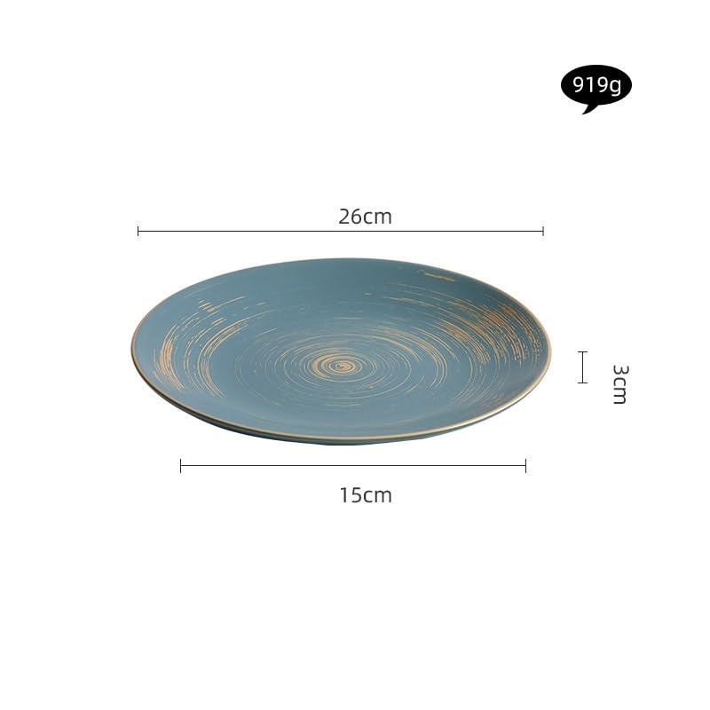 ERoomQ Dipping Bowls Glazed Ceramic Steak Plate Dinner Plate Hotel Tableware Plate Pasta Plate Appetizer Bowls,One Color-S (One Color S)