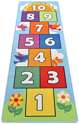 Hop and Count Hopscotch Rug, Kids Floor Play Area Rug