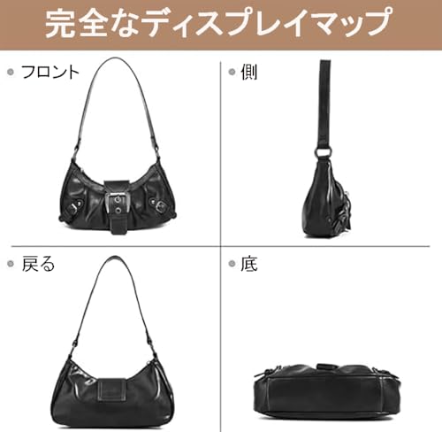 AFMKTICA Y2K 女性用トレンディパース、レザーバックル パンク ホーボー クラッチ パース バッグ レディース トップハンドル ショルダーバッグ の商品画像 1