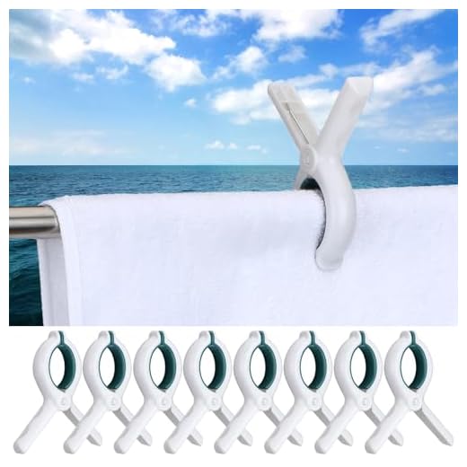Hushee 8 Pack Marine Boat Rail Towel Clips Storm Proof Large Clips Pontoon Boat Towel Organizer Accessories Multi-Purpose Outdoor Laundry Clips for Beach Pontoon Boat Fishing Cruise Travel