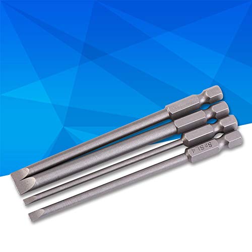 4Pcs 100Mm Flat Head Slotted Tip Screwdrivers Bits 3Mm-6Mm S2 Alloy Steel 1/4" Hex Shank #TOP6