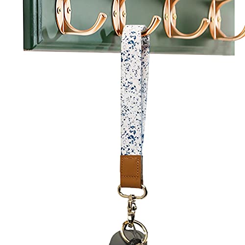 Wristlet Keychain for Women and Menï¼ŒKey Chain Holderï¼ŒWrist Lanyard for Keys(Bule Marble)