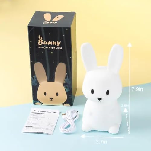 Image of DotCom Kids Night Light Lamp | Rechargeable LED Bedside for Children's Bedroom | Ideal Gift for Boys, Girls, Toddlers, and Nursery (Bunny Lamp)