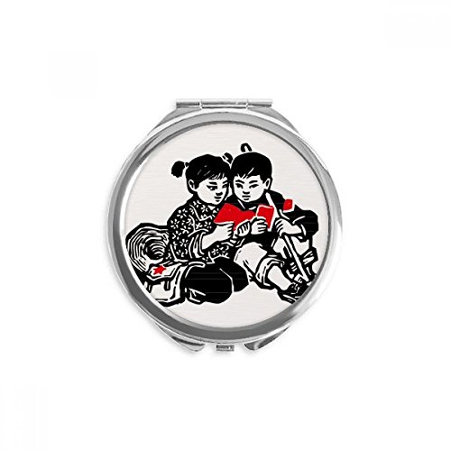 Miroir de poche rond motif patriotisme pour sac à dos garçon et fille