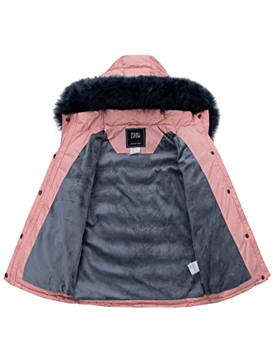 Zshow Girls' Winter Snow Jacket Thick Padded Puffy Coat Waterproof Hooded Outerwear(Coral Pink,10-12) #TOP2