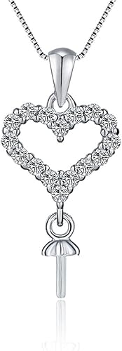Colgantes de fianza de corazón CZ para la fabricación de joyas de perlas de plata esterlina, diseño colgante de montaje para joyería de moda