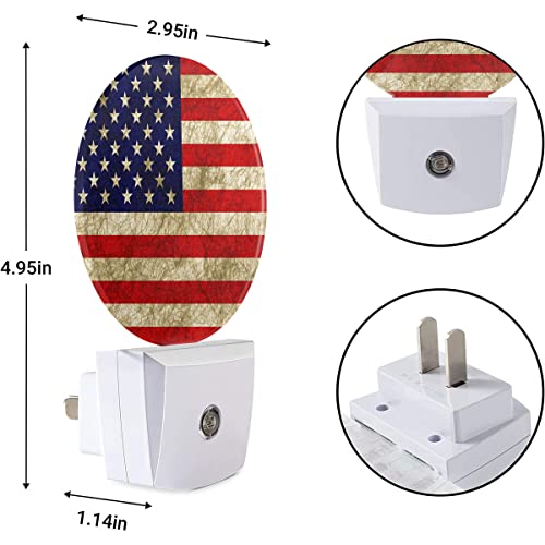Image of EKOBLA Patriotic Night Light, 4th of July Decorations, Vintage American Flag Pattern Night Lights Plug Into Wall with Auto Sensor for Men Women