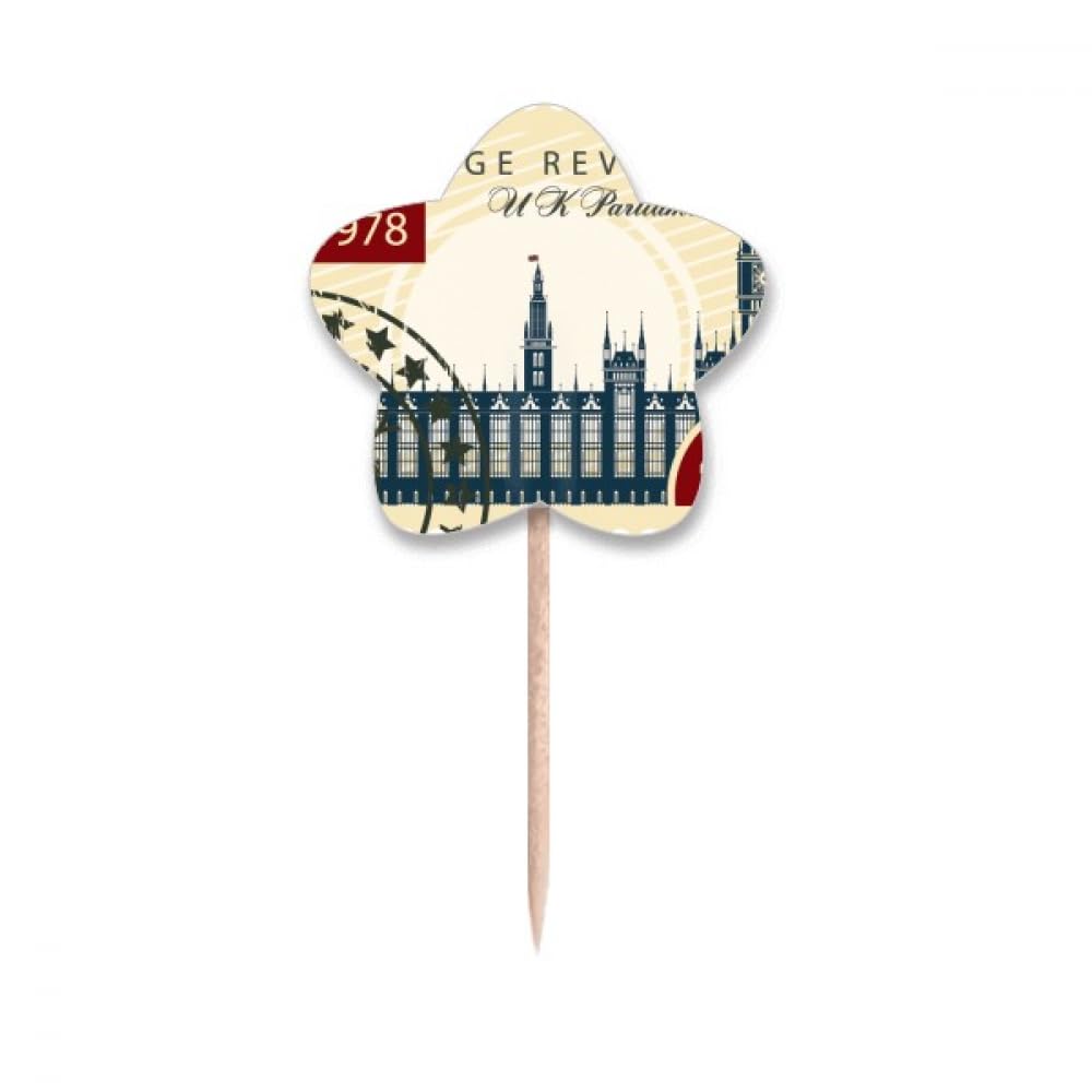 Timbre du Parlement de Londres Angleterre Cure-dents Drapeaux UK pour Décoration Gâteau