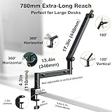 AA AUDIO ACCESSORY Low Profile Boom Arm (Design for Heavy Mic) 3KG Load Capacity, Stable Gear Lock Structure Never Sags, Metal Microphone Stand Desk Mount for Shure SM7B MV7+, Blue Yeti,Rode PodMic - Image 8