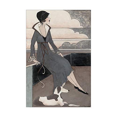 Trademark Fine Art WAG00955-C2232GG Art Deco Lady with Dog by Megan Meagher, 22x32-Inch, 22 in x 32 in, Multicolor