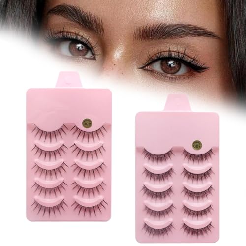 10Pestañas Postizas 8D Naturales Cat Eye Lashes Mullidas Strip Lashes Rizadas Negras Profesionales Reutilizables de Pestañas Postizas