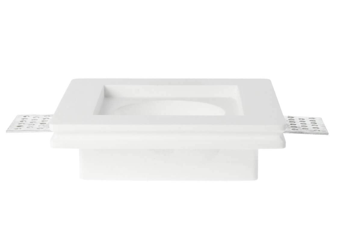 Kit de soporte de foco de yeso de cerámica LEDLUX 10 para portalámparas de techo falso GU10 incluido Color blanco pintable antirrayas (Cuadrado 100X100mm)