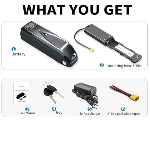 Image of 48V /36V Lithium ebike Battery 13Ah /20Ah, Built in 30ABMS, Including Charger, XT60 Connecting Cable, for 100W-1500W Electric Bicycles, E-Motorcycles and DIY Projects (36V13AH)