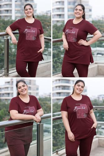 Image of RYSH Women's Printed Cotton Plus Size Longline T-Shirt with Pockets | Cotton fabric - soft longline T-shirt with easy plus-size fit