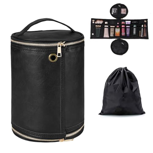 Luxspire Toiletry Bag for Men, Travel Toiletry Organizer Dopp Kit, PU Water-resistant Shaving Bag for Toiletries Accessories, Gift for Men, Black