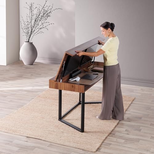 Transformer Table - Dining Table to Computer Desk, Work-from-Home Office, Gaming Desk, Study Desk, Space-Saving Furniture, Multiuse Dining Table, Royal Brown