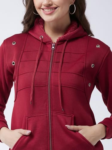 Image of Pivl Women's Fleece Blend Winter hooded Jacket.