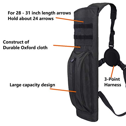 XTACER Heavy Duty Arrow Tactical Quiver Hunting Training Archery Arrow Target Quiver Holder Shoulder Bag Pouch, Back Quiver with Molle System (CAMO)