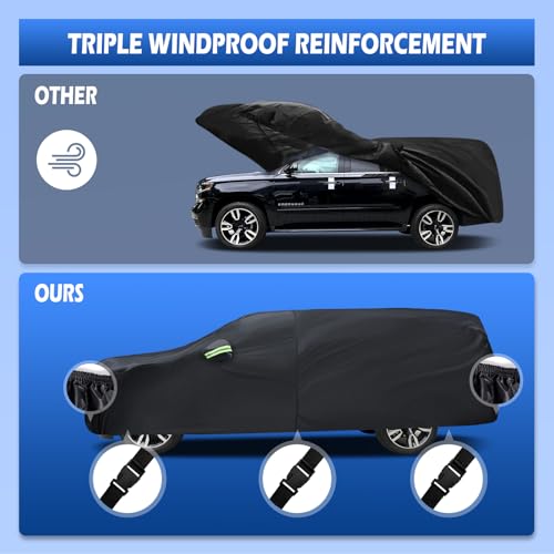 Image of Waterproof Car Cover Custom Fit for Chevy Suburban 1973-2026, Migaven Full Exterior Cover Sun Rain Protection with Door Zipper and Cotton Lining