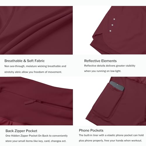 Ksmien Women's 2 in 1 Running Shorts - Lightweight Athletic Workout Gym Yoga Shorts Liner with Phone Pockets4