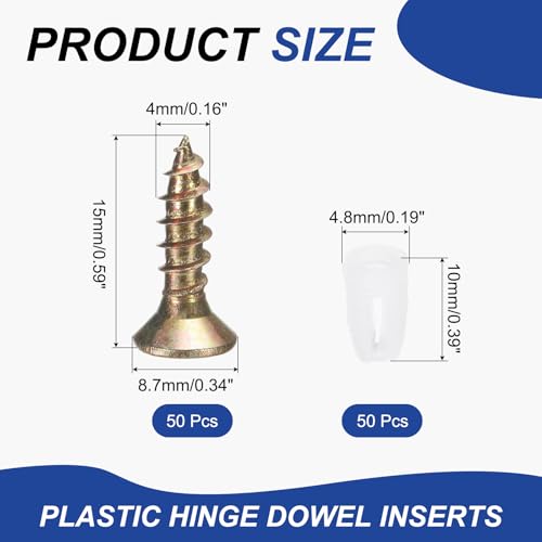 uxcell 50 piezas inserciones de pasador plástico 4.8x10mm con tornillos autorroscantes M4 miniatura 2