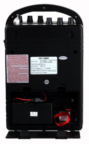 HISONIC HS120BT HL Portable PA System with Wireless Microphones and Lithium Rechargeable Battery and Car Cable Bluetooth Connected with Cell Phones and Pads Black