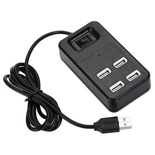 Image of XIKKART USB 2.0 to 4 Ports USB 2.0 High Speed 480 Mbps HUB with Power Switch for Pen Drives /Cameras /Mobiles /PC /Laptop /Notebook /Tablet LED Status Light, 1.2 Meter Cable - Black