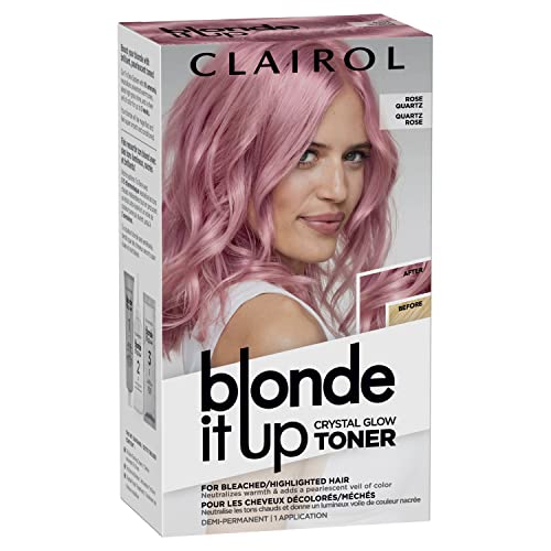 Clairol Blonde It Up Crystal Glow Toners Demi-Permanent Hair Dye, Rose Quartz Hair Color, Pack of 1