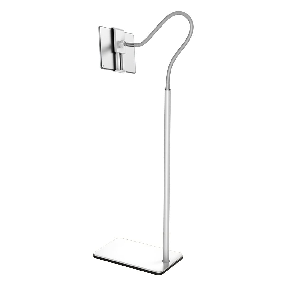 GENYS Universale Supporto da Pavimento, Porta Tablet da Letto a Collo D'Oca Braccio Lungo, Supporto Regolabile in Altezza da 136 cm per Telefono, Tablet, Lettore di eBook da 4,5-11" (Color : White)