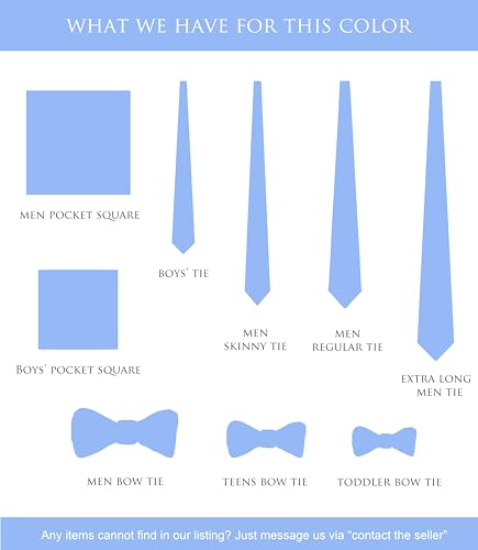 Image of Boy's Solid Tie with Pocket Square Set, Regular Necktie for Children and Kids, Self-Tied