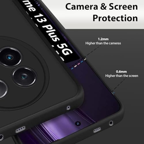 Image of LIRAMARK Silicone Soft Back Cover Case for Realme 13 Plus 5G / Realme P1 Speed 5G (Black)