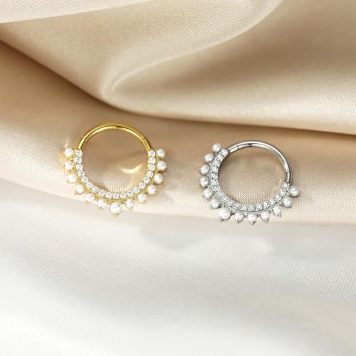 FUNLMO 16G 18G Septum Daith Jewelry Nose Ring Hoop Cartilage Earring Rook Tragus Helix Conch Piercing Jewelry 316L Surgical Steel Clicker4